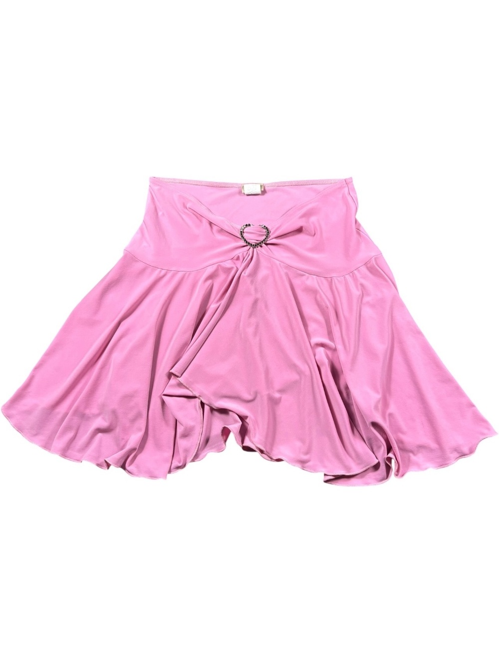 Demore Y2K Pink Rhinestone Heart Strapless Flare Top